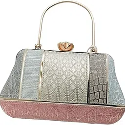 Bags Vintage Style Evening Clutch Purse with Metallic Multicolor Pattern, Elegant Gold Handle, Chic, Glamorous, Timeless Accessory for Women-image-27