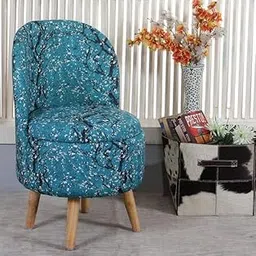 LB TRENDS Sitting Solutions for Home – Wooden Frame Round Ottoman Chair, Soft Cushion Pouffes, Stools Ideal for Living Room, Study & Makeup Table, 32 Inch Height, Chair, Teal Blue-picture-17