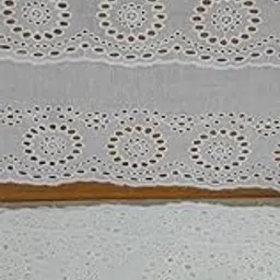 PCJS -5 Meter Cotton Soft Premium Embroidered Schiffli Lace -8 cm, Single Side Scallop Lace, Cotton Work lace, White, Dyeable, (5 Mtr)-picture-59