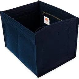 Picotin 22 Organizer – Purse Organizer Insert for Hermes Picotin Bag, Felt Tote Bag Organizer with 5 Card Slots, Zipper & Bottle Pocket, Bucket Bag Shaper (Navy Blue)-image-1