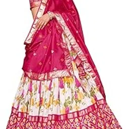 satvashiv Women's Tussar Silk Lehenga Choli Set | Patola Print with Foil Work | Unstitched Blouse | Designer Ethnic Wear for Navratri, Wedding, Festival & Party-picture-10