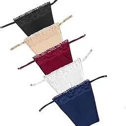 finesse miracle cami Cotton Camisole with Lace, Clip-on Deep Neck Cover, Set of 5 - Black, White, Beige, Maroon, Navy Blue-picture-13