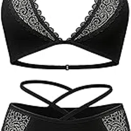 zerjama Women's Lingerie Set High-Waist Panty, Halter Neck Bikini Top, High-Waist Bottom, Key Hole Lingerie Self Design-picture-10