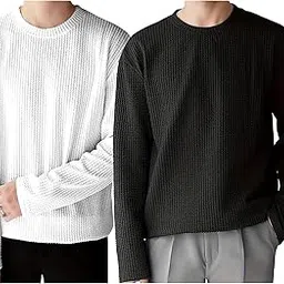 i enterprise Men's Cotton Bland T Shirt | Round Neck | Full Sleeve | Plain | Combo Pack of 2 - Regular Fit-picture-31