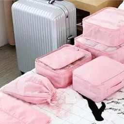 (Multicolor) Travel Organizer 7 in 1 Travel Laundry Cosmetics Luggage Packing Organizers Set Makeup Bags Organizer Packing Cubes with Shoe Bag for travel, Nylon| SB-P13501-image-28