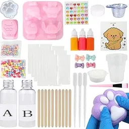 HASTHIP® DIY Squishy Making Kit,Kids 3D Silicone Mould Kit Cute Soft Silicone Jelly Toy for Kids Includes Tools & Accessories DIY Squishy Toy Supplies for & Adults Gift-image-1