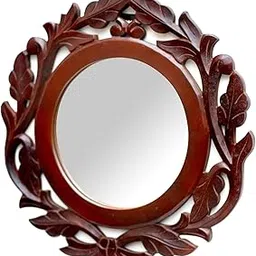AMAZE SHOPPEE Large Round Mirror, Wall-Mounted Wooden Frame Vanity Mirror (40 CM Round)-picture-10
