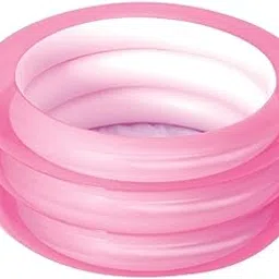 SHREEJI GIFT Kids Kiddie Pool Inflatable 3-Ring Vinyl Swimming Pool with Safety Valves Repair Patch Included Soft Floor 43L Water Capacity Fun Outdoor Splash Toy (Pink)-image-3