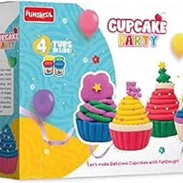 Funskool-Fundough Playset Cupcake Party, Make Colourful Cupcakes and Cookies with fun dough, Multicolour, Dough, Toy, Shaping, Sculpting, 3 Years-picture-17