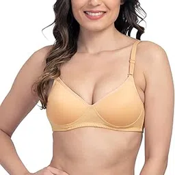 tweens Medium Padded Cotton Rich Bra - Full Coverage, Seamless, Multiway Straps, Wirefree Everyday T-Shirt Bra-picture-32