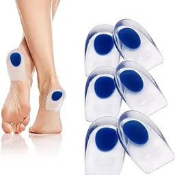 Dr.Pedi Heel Cups for Heel Pain Silicone Heel Cushion Inserts for Women Insole Shoe Inserts for Plantar Fasciitis Relief, Blue-white*3-picture-32