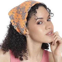 magic needles Crochet Bandana Handmade Knitted Triangle Hair Scarf Head Kerchief Tie Back Hair Scarves for Women Girls-picture-36