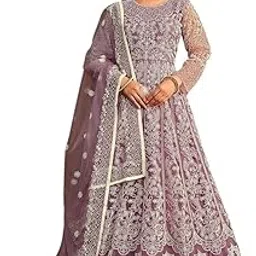 lady shopi Women's Net Embroidered Semi-Stitched Gown (Myra Gown-New)-picture-55