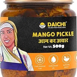 Daichi - Mango Pickle | Crafted with love by women artisans | Sun cured | Cold-pressed mustard oil | In-house spices | No Preservatives 500gm (Pack of 1)-picture-24