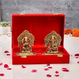 CraftVatika Metal Laxmi Lakshmi Ganesh Gift Items for Cooperate, Anniversary, Wedding Gift, Housewarming with Velvet Box Packing (Set of 1)-picture-31
