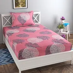 Luxury Trends Presents Pure Cotton 180TC Single Bedsheets for Single Diwan Bed(Size-90 X 60 Inch) with 1 Pillow Covers(Size-18 X 28) Abstract, Pink Grey-picture-26