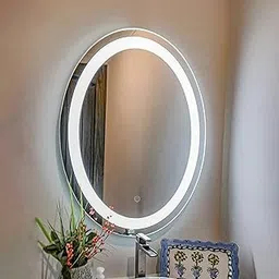 LAVISTA Framed Oval Wall Mounted Led Mirror with Light | Touch Sensor Bathroom Mirror with 3 Light Mode (24 x 18 Inches)-image-25