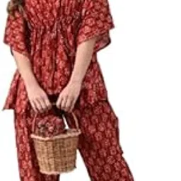 Women's Cotton Printed Night Wear Kaftan with Matching Bottom Night Suit Set-image-15