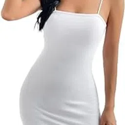 glare & blair Ribbed Sleeveless Bodycon Tank Mini Cami Dress for Women-picture-52