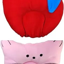 Kotton Candy Newborn Baby Neck Support and Head Shaping Cat Design & Mustard Seeds/Rai Combo Pillow (Pack-2) (Red & Baby Pink)-picture-19