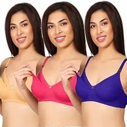 saklana Women's Cotton Hosiery Non Padded Feeding Bra/Nursing Bra/Maternity Bra Combo - Pack of 3-picture-55
