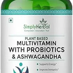 Simply Herbal Multivitamin With Probiotics & Ashwagandha Tablets Improves Immunity & Digestion, Supplement for Men And Women, Boost Energy, Supports Bone & Skin Health, Stress Relief - 60 Veg Tablets-image-65