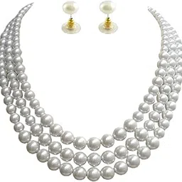 Dolly Ornaments Pearl Necklace Moti Mala with matching Pearl Studs Earrings for Women and Girls Statement Choker Moti Jewellery-picture-53