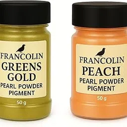 Francolin | Greensgold & Peach | Mica/Pearl Powder Pigment | Non Toxic | Vibrant Metallic Glowing | for Soap, Epoxy Resin, Painting, Nail Art & Craft, Cosmetic, Slime | 50g*2-image-52