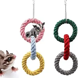 2 Pack Sugar Glider Hanging Three-Ring Climbing Toys, Colorful Sugar Glider Swing Toys, Sugar Glider Hamster Rats Toys, Cage Accessories for Sugar Glider Ferret Hamster Squirrel Chinchilla Parrots image 1