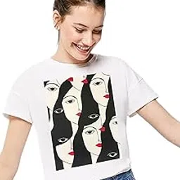 vlam Unique Black and White Women Art Graphic Oversized T-Shirt |Trendy T-Shirt for Women and Girls-picture-48