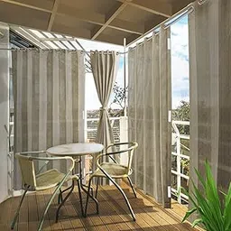 HIPPO 230 GSM Outdoor Sun Blocking Balcony Eyelet/Grommet Curtains Sun & UV Protection, Light Filtering 4.5FTX8FTDoor Curtain (Sahara-Sand)-picture-25