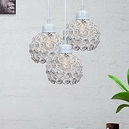 Homesake Modern Crystal Pendant Light, 3-Lights Hanging Ceiling Fixture, Decorative Chandelier for Living Room, Dining Room, Bedroom, Kitchen, White Finish, LED Compatible, Home Decor (White)-picture-21