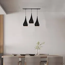 Keyplus Plain 3 Light Linear Hanging Light Ceiling Pendant Lamp, Black-picture-35