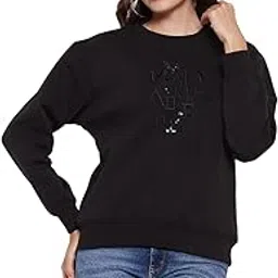 Women Solid Black Sweatshirt-image-81