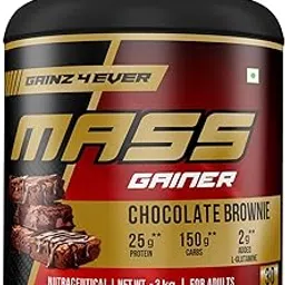 Gainz4Ever Mass Gainer Protein Powder – 25g Protein, 150g Carbs, 2g L-Glutamine, 30 Servings, 3kg, for Adults (Chocolate Brownie Flavor)-picture-15