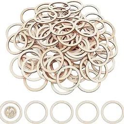 Cliths 30 Pcs Unfinished Wood Rings, Round Wooden Ornaments for Christmas Crafts, Pyrography, Painting, DIY Jewelry, Home Decor, Blank Wooden Slices - 1.97 Inch, 1.57 Inner Diameter, 2.5mm Thick-image-4