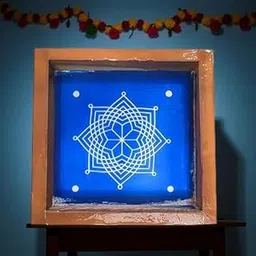 Rangly Hrudaya Kamala Kolam Rangoli Stencil Wooden, (5x5 Inches) Pack of 1 Piece image 1