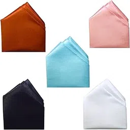 young arrow Men's Solid Color Pre Folded Pocket Square | Readymade Wedding Handkerchief for Suits, Blazers & Tuxedo (Pack of 5)-picture-16