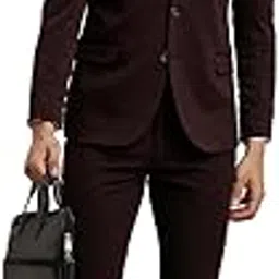 turtle Men 100% Cotton Dobby Print Full Sleeve Three Piece Brown Formal Suit-picture-15