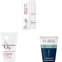 O3+ Bright Under Eye Circle Cream - Brightening & O3+ Brightening and Whitening Face Wash, 50g & O3+ ALPHA MEN Acno D-TAN Scrub With Hyaluronic & Mint 50g - Detan Scrub for TAN removal-picture-22