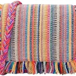 primrose Handcrafted Multicolored Woven Sling Bag with Fringes-picture-54