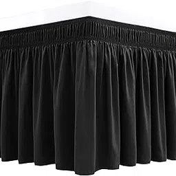 Biscaynebay Wrap Around Bed Skirts Elastic Dust Ruffles, Easy Fit Wrinkle and Fade Resistant Silky Luxrious Fabric Solid Color, Black for Twin and Twin XL Size Beds 21 Inches Drop-picture-22