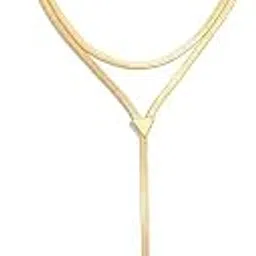 fabula Jewellery Gold Tone Snake Chain Multi Layer Lariat Style Party-wear Fashion Choker Necklace for Women & Girls Stylish Latest (NSSK94_Z) image 1