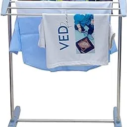 VATTU Steel and Plastic Made Multi-Purpose Mobile Towel and Cloth Rack Holder for Domestic Purposes Multi-Functional Mini Clothes Rack for Drying Holder, Towel Stands-image-15