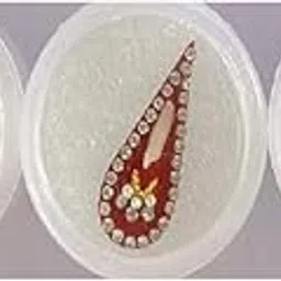 OJ Dulha Tikka Long Groom Bindi Rajasthani Bindi Tikka Red Color 1 Line Stone Stud Bindi Marvadi Bindiya Traditional Look for Wedding Fancy Diamond & Rice Stud for Shagun -Size Pack of 3 Bindi-picture-40