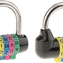 UJEAVETTE 2 Pieces 4 Digit Dial Letter Combination Padlock Travel Luggage Lock Black-picture-25