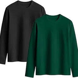juneberry Cotton Round Neck Regular Fit Solid Core Full Sleeve T-Shirt Combo for Women & Girls (Pack of 2) (Available Colors: Black, White, Navy, Green,Swanwhite & Cork)-picture-26