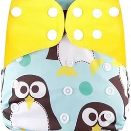 Zikku Free Size Reusable Diaper for New Born Baby with One Insert, Side Leakage Proof, Fast Absorbent, Washable & Reusable Cloth Diapers for Babies Rashfree, Cute Designs (0-3 Years) (Penguin)-picture-32