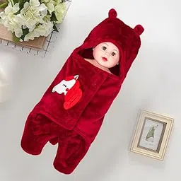 SIDLY PIDLY Soft Kids Winter AC Blanket Baby Wrapper Single Hooded Baby Wrap Sleeping Bag for Kids 69 X 84 CM Printed Lightweight (SP-Unicorn-Maroon)-picture-20