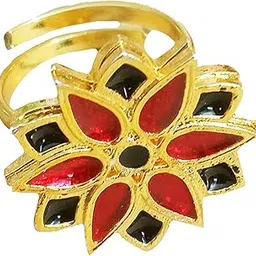 balaji gold assamse red black meenakari thuriya finger ring R35RB-picture-47